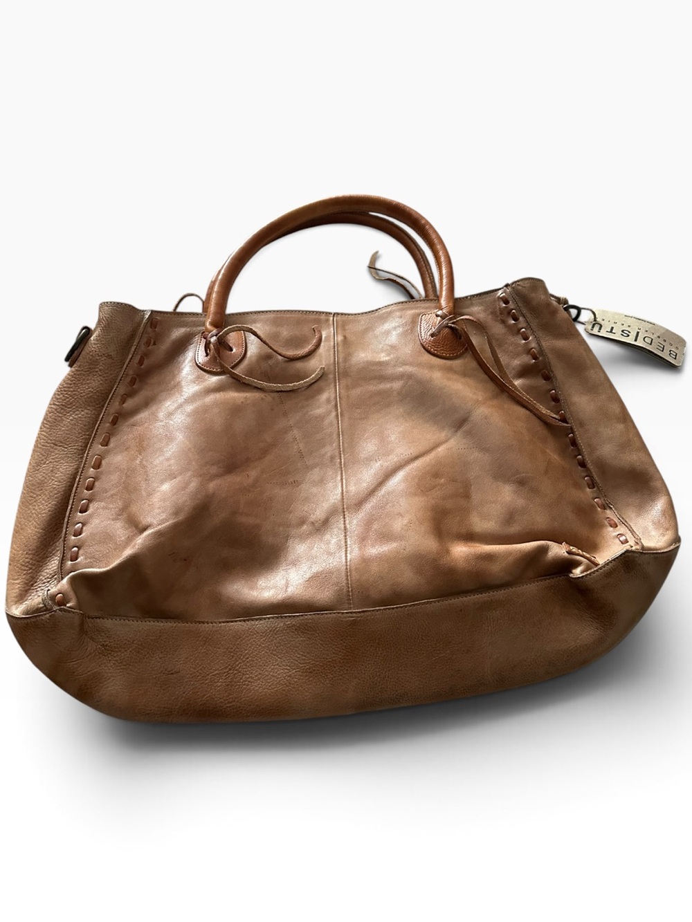 BED|STÜ Distressed Leather Oversized Tote Rockaway